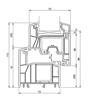 technical drawing proEvolution 72 AD frame + sash 721001/720003