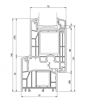 technical drawing proEvolution 72 AD frame + broad sash 721008/720003