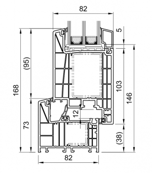 Cross-section of door BluEvolution 82 MD HO9020, HP8550