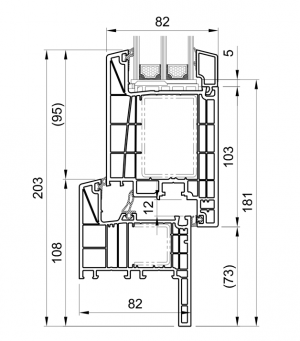 Cross-section of door BluEvolution 82 MD HO9110,HP8550 Renovation 35 mm