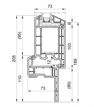 Cross-section of door Bluevolution 73 PERFECT HO1100,HP1550 Renovation 58 mm