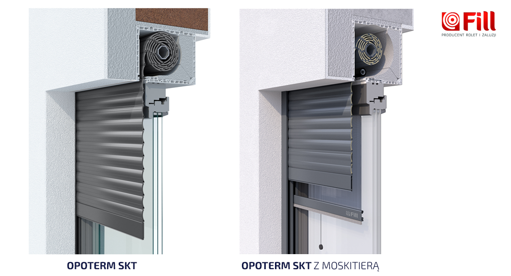 Top mounted roller shutters
